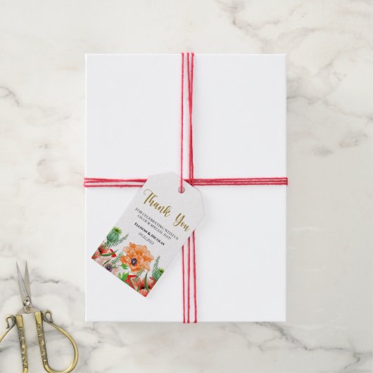 Rustikale Aquarellblume Vielen Dank für Ihre Gesch Geschenkanhänger (Mit Garn)