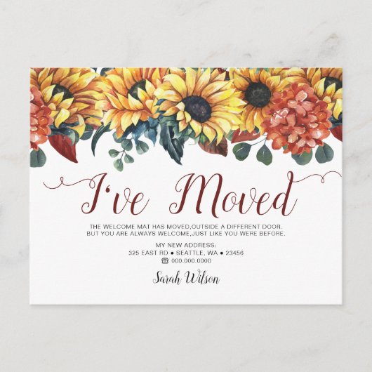 Rustikale Aquarellblumen, die ich bewegte Ankündigungspostkarte (Vorderseite)