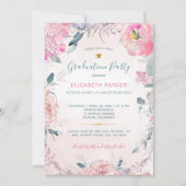 Rustikale Aquarellblumen FOTO Graduierungsparty Einladung (Vorderseite)