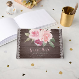 Rustikale Aquarellblumen Hochzeitsgastronomie Gästebuch