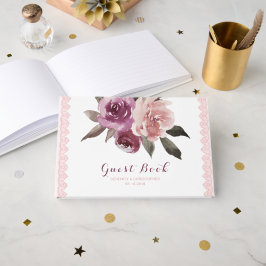 Rustikale Aquarellblumen Hochzeitsgastronomie Gästebuch