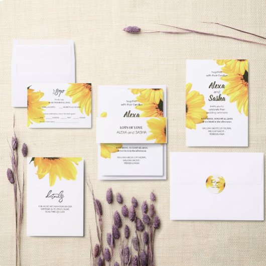 Rustikale Aquarellblumen Minimalistische Hochzeit  Einladung