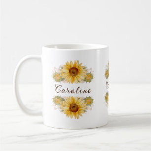 Rustikale Aquarellblumen Personalisiert Kaffeetasse