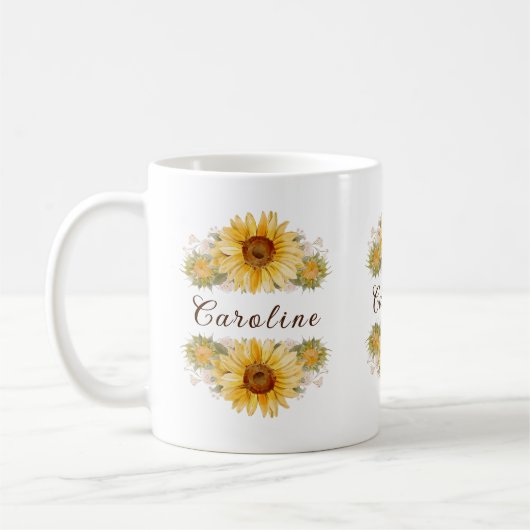 Rustikale Aquarellblumen Personalisiert Kaffeetasse (Links)