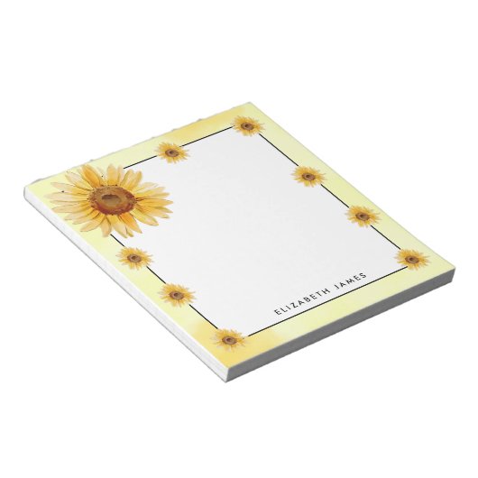 Rustikale Aquarellblumen Personalisiert Notizblock (angewinkelt)