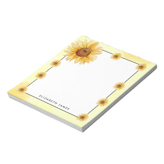 Rustikale Aquarellblumen Personalisiert Notizblock (Rotiert)