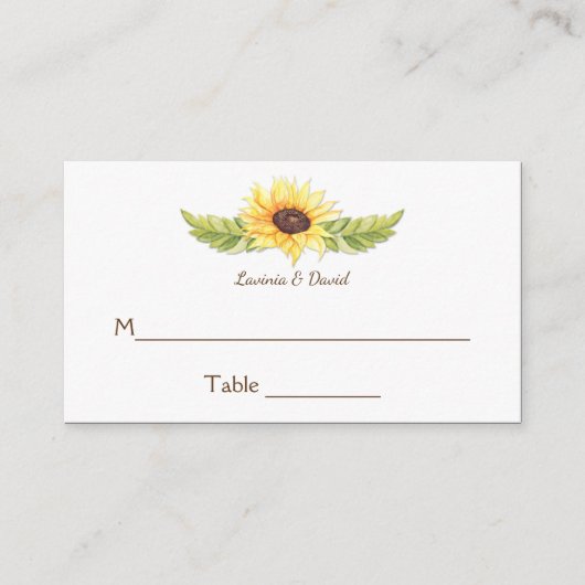 Rustikale Aquarellblumen Platzkarten (Vorderseite)