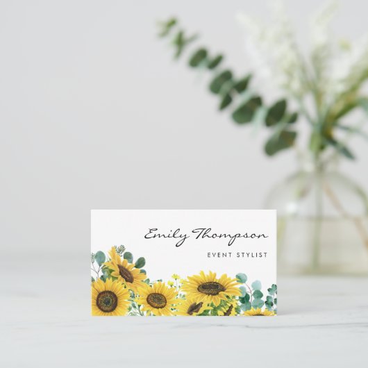 Rustikale Aquarellblumen und Eukalyptus-Flora Visitenkarte (Stehend Vorderseite)