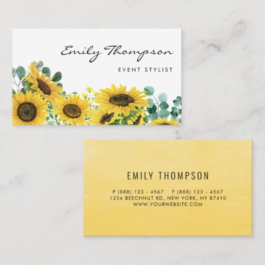 Rustikale Aquarellblumen und Eukalyptus-Flora Visitenkarte (Vorne/Hinten)