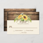 Rustikale Aquarellblüten Barnholz-RSVPs RSVP Karte (Vorne/Hinten)