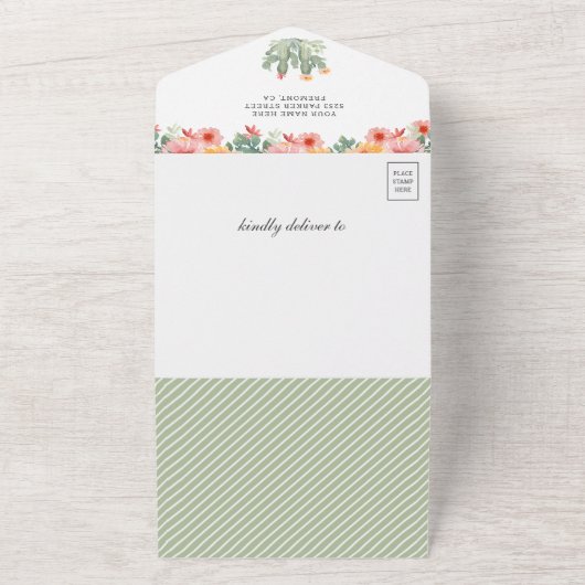 Rustikale Aquarellblütendusche Llama Babydusche All In One Einladung (Außenbereich)