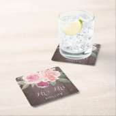 Rustikale Aquarellblütenhochzeit Herr und Frau Rechteckiger Pappuntersetzer (Vor Ort)