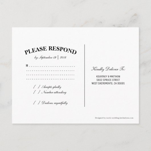 Rustikale Aquarellblütenhochzeit RSVP Einladungspostkarte (Rückseite)