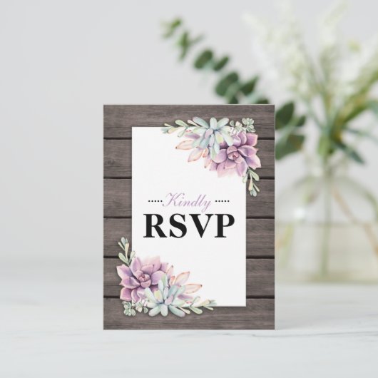 Rustikale Aquarellblütenhochzeit RSVP Einladungspostkarte (Stehend Vorderseite)