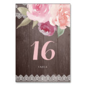 Rustikale Aquarellblütenkarte Hochzeitstisch Tischnummer (Rückseite)