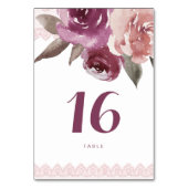Rustikale Aquarellblütenkarte Hochzeitstisch Tischnummer (Rückseite)
