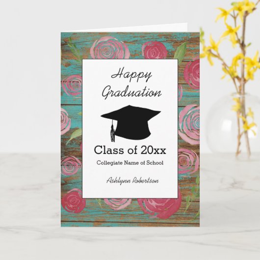 Rustikale Aquarellblütenklasse 2025 Abschluss Karte (Gelbe Blume)