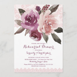 Rustikale Aquarellblütenlace Probe Dinner Einladung