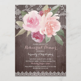Rustikale Aquarellblütenlace Probe Dinner Einladung