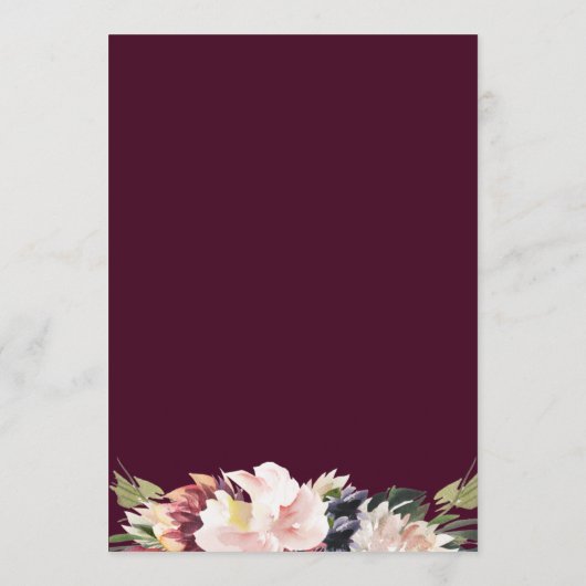 Rustikale Aquarellblütenpflaume Hochzeitstagung Programm (Rückseite)