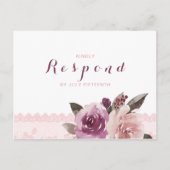 Rustikale Aquarellblütenspitze Hochzeit im Herbst Einladungspostkarte (Vorderseite)