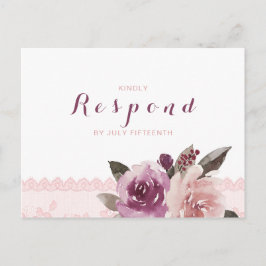 Rustikale Aquarellblütenspitze Hochzeit im Herbst Einladungspostkarte