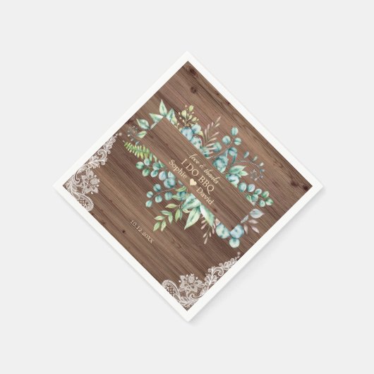 Rustikale Aquarellfarbe Eukalyptus Spitzen Barn I Serviette (Ecke)