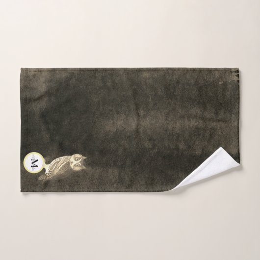 Rustikale Aquarellfarbe Monogramm Name Braun Badhandtuch Set (Handtuch)