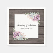 Rustikale Aquarellfarbe Sukkuline Serviette (Vorderseite)