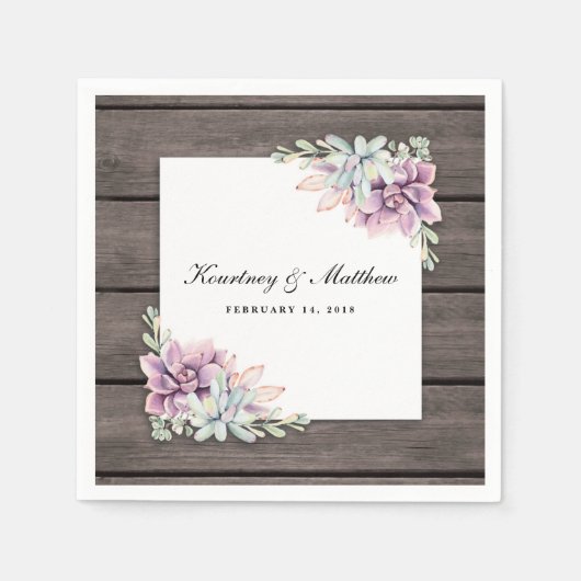 Rustikale Aquarellfarbe Sukkuline Serviette (Vorderseite)