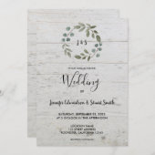 Rustikale Aquarellfarben-Blätter aus Holz-Monogram Einladung (Vorne/Hinten)