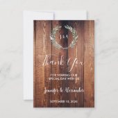 Rustikale Aquarellfarben Blätter Danke Foto Hochze Einladung (Vorderseite)