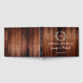 Rustikale Aquarellfarben Blätter dunkles Stallholz Gästebuch (Voll)