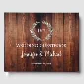 Rustikale Aquarellfarben Blätter dunkles Stallholz Gästebuch (Vorderseite)