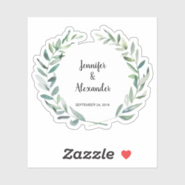 Rustikale Aquarellfarben-Blätter Hochzeitscreme Aufkleber