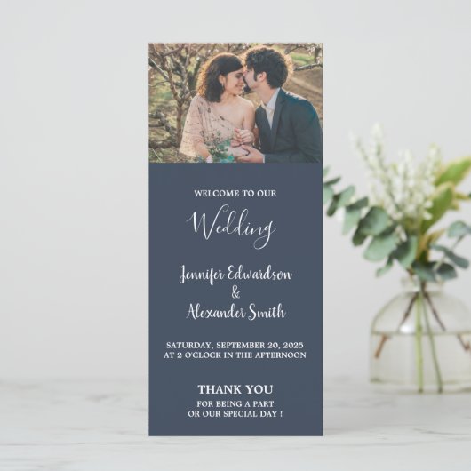 Rustikale Aquarellfarben Blätter Marineblau Foto H Programm (Stehend Vorderseite)