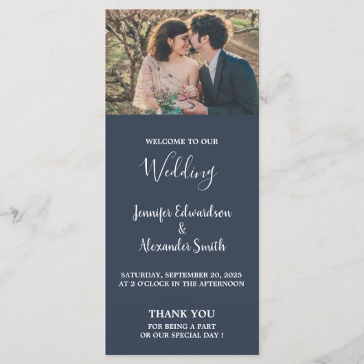 Rustikale Aquarellfarben Blätter Marineblau Foto H Programm (Vorderseite)