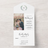 Rustikale Aquarellfarben Blätter Monogramm Foto Ho All In One Einladung (Innen Boden)