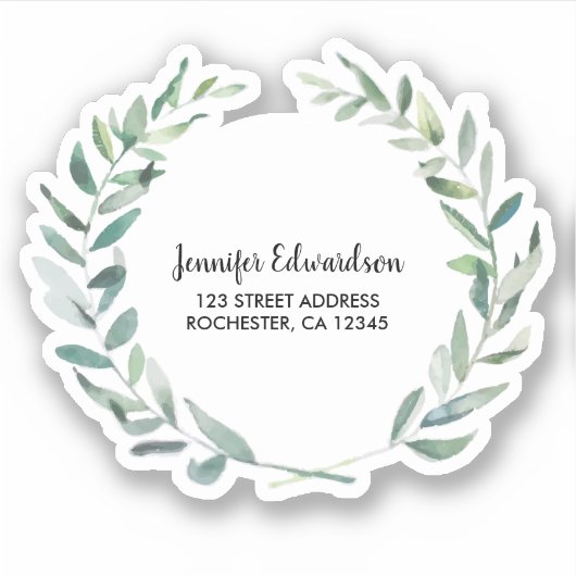 Rustikale Aquarellfarben Blätter Rücksendeadresse Aufkleber (Vorderseite)
