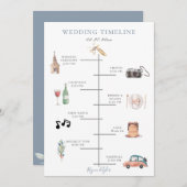 Rustikale Aquarellfarben, blauer Hochzeitstag Programm (Vorne/Hinten)