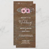 Rustikale Aquarellfarben-Blume auf Stallholzhochze Programm (Vorne/Hinten)