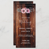 Rustikale Aquarellfarben-Blume auf Stallholzhochze Programm (Vorne/Hinten)