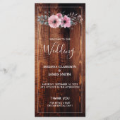 Rustikale Aquarellfarben-Blume auf Stallholzhochze Programm (Vorderseite)