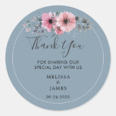 Rustikale Aquarellfarben-Blume - Hochzeitsdanken Runder Aufkleber (Vorderseite)