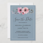 Rustikale Aquarellfarben-Blume Save the Date staub Einladung (Vorderseite)