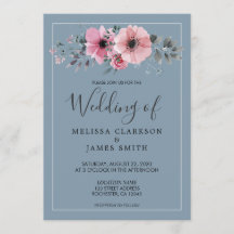 Rustikale Aquarellfarben-Blume staubblauer Hochzei