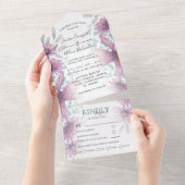 Rustikale Aquarellfarben, Blumenrosa All In One Einladung (Abreißen)