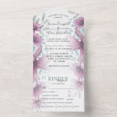 Rustikale Aquarellfarben, Blumenrosa All In One Einladung (Innen Boden)