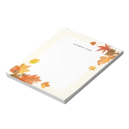 Rustikale Aquarellfarben Fallende Blätter Autumn C Notizblock (Rotiert)