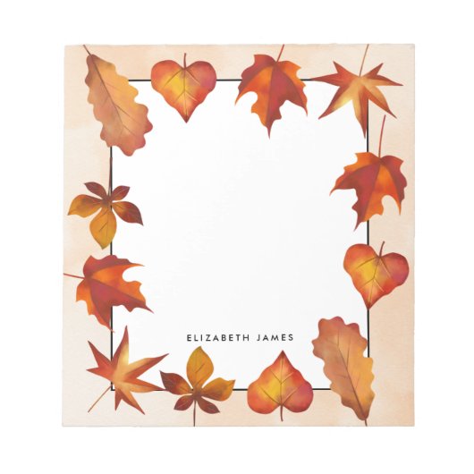 Rustikale Aquarellfarben Fallende Blätter Autumn C Notizblock (Vorderseite)